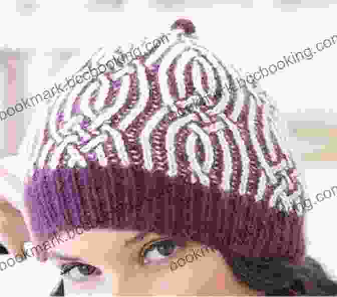 A Model Wearing A Stunning Bokeh Hat, Showcasing The Intricate Brioche Knitting Pattern And Vibrant Colorwork. Bokeh Hat Knitting Pattern Jenn Wisbeck