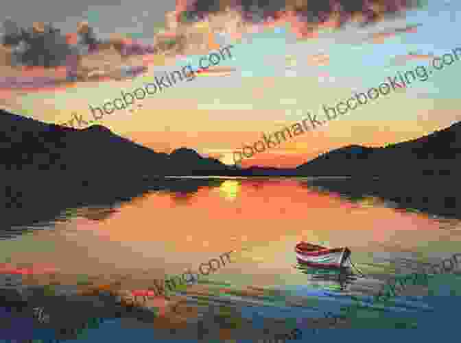 A Painting Of A Serene Lake And Mountains, Showcasing The Beauty Of Nature Captured In Acrylics. Acrylic Painting Calligraphy: 1 2 3 Easy Techniques To Mastering Acrylic Painting 1 2 3 Easy Techniques To Mastering Calligraphy (Acrylic Painting Oil Painting Watercolor Painting 2)