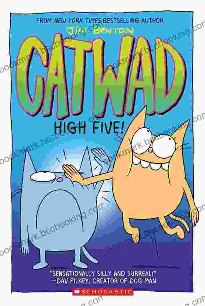 High Five Catwad Book Cover With Catwad The Black Cat Giving A High Five To A Bright Orange Cat High Five (Catwad #5) Jim Benton