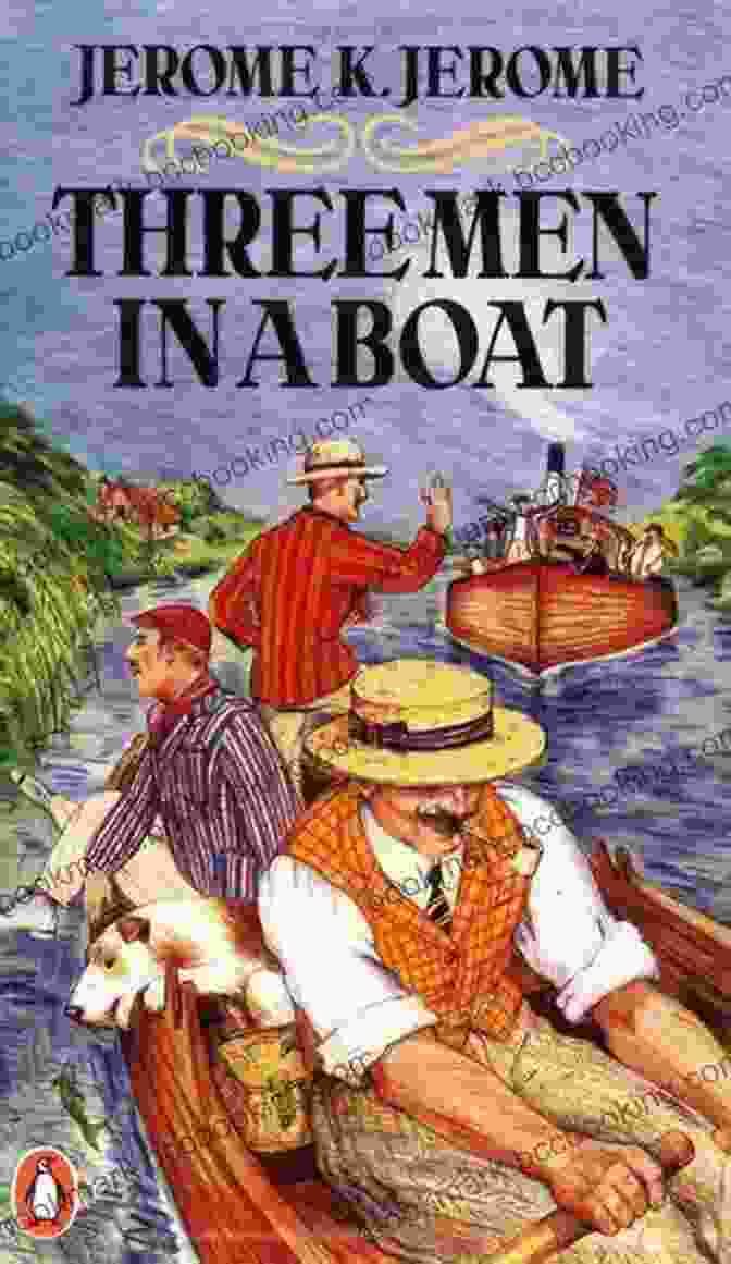 Illustration Depicting The Three Main Characters Of 'Three Men In A Boat' Rowing On The River Thames Three Men In A Boat (To Say Nothing Of The Dog): New Illustrated Edition With 67 Original Drawings By A Frederics A Detailed Map Of Tour And A Photo Of The Three Men