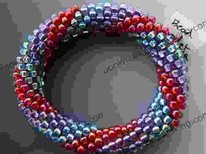 Intricate Beaded Crochet Bracelet Adorned With Vibrant Seed Beads, Showcasing The Captivating Combination Of Stitches And Shimmer. Beaded Dance Bracelet Crochet Pattern #121 For Bracelet With Beads