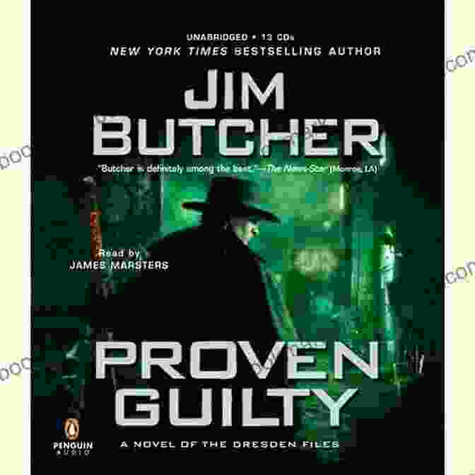 Proven Guilty Book Cover Featuring Harry Dresden Standing In A Dark Alley, Surrounded By Magical Symbols And Ethereal Beings Proven Guilty (The Dresden Files 8)
